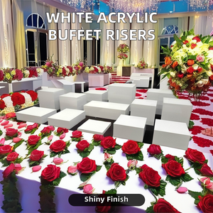 Juego de cubos de exhibición de acrílico blanco personalizado, elevadores de buffet de catering de 5 lados, soporte de exhibición de comida giratorio para fiesta de boda, estante de <span class=keywords><strong>ropa</strong></span> - Product Image 2