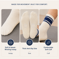 Chaussettes de yoga personnalisées pour femmes, chaussettes de sport en coton, chaussettes de pilates, logo personnalisé, chaussettes antidérapantes