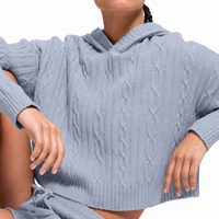 Ensemble pull et short en tricot torsadé épais pour femme, personnalisé, en polyester écologique, ultra doux, style automne, vente en gros