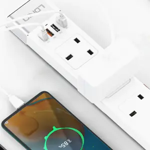 LDNIO SK3467 2500W Smart Power Strip With 3 Outlets 4 Port Usb Charger Home Office Power Cords Extension Socket UK PLUG