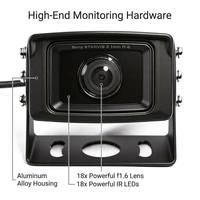 Caméra de recul AHD Starlight 1080P, angle ultra large de 155°, 18 LED IR, IP67, alliage d'aluminium, vision nocturne arrière pour camion et bus