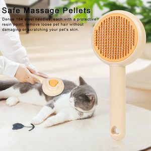 Low MOQ Portable Handheld Luxury Simple Stainless Steel Cat Slicker <b>Brush</b> with Doughnut Design Self Cleaning - Product Image 4