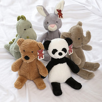 Vente en gros de jouets en peluche animaux rayés en coton biologique de 8 pouces Super doux vente transfrontalière chaude dinosaure grenouille Panda ODM couette