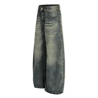Jeans Baggy Vintage Effet Usé Jaune Teinté pour Hommes – Vente en Gros – Prise en Charge OEM/ODM et Personnalisation Avancée