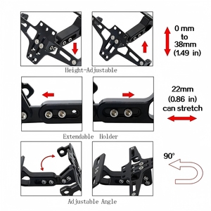 Soporte Ajustable <span class=keywords><strong>de</strong></span> Aluminio para Matrícula <span class=keywords><strong>de</strong></span> Motocicleta con Luz LED - Product Image 3