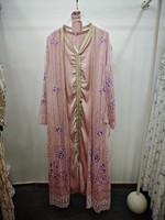 Robes Kaftan Dubaï, brodées de strass, ensemble superposé floral 3D, tulle, manches longues, col en V profond, robe maxi formelle pour banquet