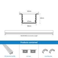 Vente directe usine – Profilé en T en alliage d'aluminium anodisé 6063 (43x20mm) pour bande LED de garage 3020A, couvercle LED 12V DC