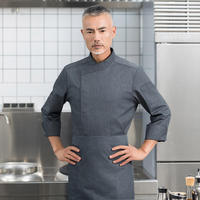 Logo personnalisé unisexe cuisine hôtel restaurant bar boulanger cuisine café à manches longues hommes femmes chef uniforme noir blanc manteau