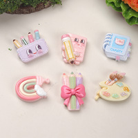 Breloques en résine DIY style dessin animé, accessoires d'étude, papeterie arc-en-ciel pour pinces à cheveux DIY, coques de téléphone, boucles de chaussures