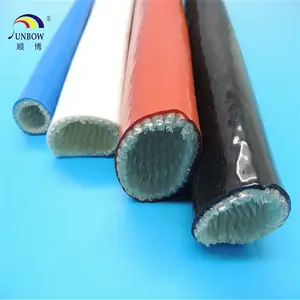 Glass Fiber Fire Insulated Thermal Silicone Heat Resistant Sleeve Fiberglass Braided Sleeving