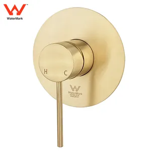 Wall Mixer Brushed Gold Round Bath Tap Bath Mixer Bathroom Faucet Modern Concealed Valve Wall Shower Mixer Bathroom Tap Shower Tap