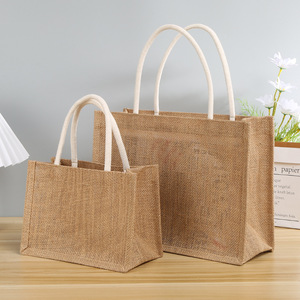Bolsa de Yute al por Mayor Estilo <span class=keywords><strong>Muji</strong></span> con Asas, Logotipo Impreso, Roja, Personalizable, DIY - Product Image 4