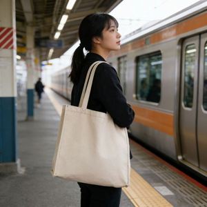 Reusable Thick <b>Large</b> Capacity Shoulder for Daily Heavy Duty Canvas Tote <b>Bag</b> - Product Image 2