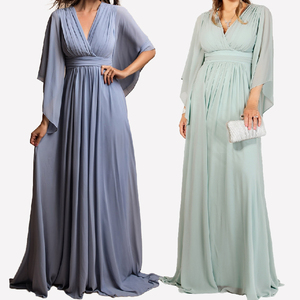 Long Party Summer Evening Chiffon <strong>Dress</strong> 2024 Elegant <strong>Fancy</strong> Pleated High Slit New Full Women Natural OEM Service Ball Gown <strong>Adults</strong> - Product Image 6