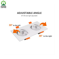 Noir Blanc Double Tête Rectangulaire Spot LED COB 7W * 2 Plafond Réglable Carré Encastré Downlight Grille Lumière