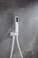 Ensemble de douche thermostatique mural blanc moderne avec affichage numérique, mitigeur de pluie et pommeau carré pour salle de bain