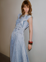 Robe en jean élégante pour femme, sans manches, sexy, coupe trapèze, longueur midi, 100 % coton, séchage rapide, à volants, style vintage Y2K, coupe classique
