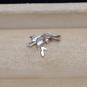 Pendentif tête d'oiseau de style baroque en argent S925 fait main Wenchi avec sertissage de perle vide, accessoire de bricolage, chaîne en acier, modèle chinois 13145 - Product Image 3