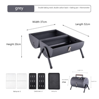 Barbecue à charbon de bois compact pour table, réchaud portable avec thermomètre et poignée pour le camping et les pique-niques