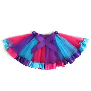 Groothandel Voorraad Leuke Populaire Kids Pluizige Lint Meisje Ballet Jurk Regenboog Meisje Tutu Rok Voor Party