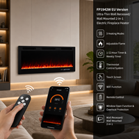 Cheminée électrique intelligente EU 42 pouces avec minuterie hebdomadaire intégrée Tuya WiFi et détection d'ouverture de fenêtre