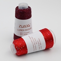 Fil à tricoter métallique recyclé en Lurex argent pur et paillettes de 50g, tissage mélangé, motif teint, vente en gros