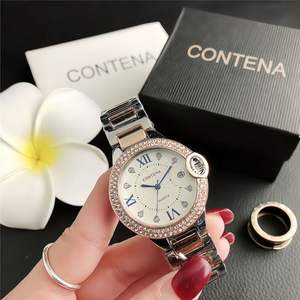 Reloj de pulsera de cuarzo premium de acero inoxidable de lujo para mujer, estilo Felgen, con diamantes incrustados, estilo moissanita. - Product Image 3