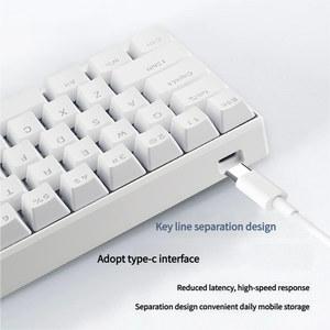 Clavier de jeu mécanique filaire 68 touches au design mini, interrupteurs à axe rouge, rétroéclairage RGB USB Type-C, clavier gamer 60 % - Product Image 6
