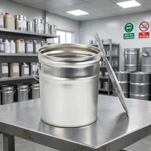 Seau à peinture rond de 3 L avec couvercle à levier, boîte en aluminium métallique cylindrique hermétique, estampage doré, produit du fabricant - Product Image 4
