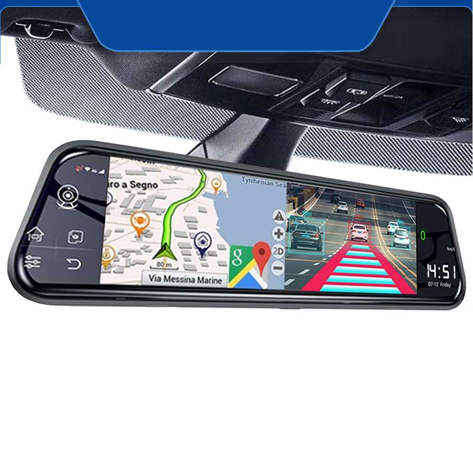 Cámara de salpicadero inteligente para espejo retrovisor de coche, Dashcam con navegación GPS, 4G, Android, ADAS, 12 ", Dvr, 1080pWIFI