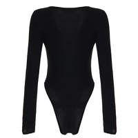 Combinaison noire en maille tricotée transparente - Combinaison sexy gothique à manches longues avec détails découpés, imperméable, respirante, 95% polyester