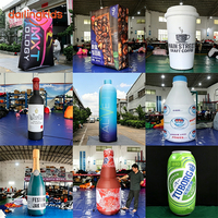 Modèle de bouteille de bière gonflable lumineuse personnalisée, animal de dessin animé et mascotte pour la décoration des centres commerciaux