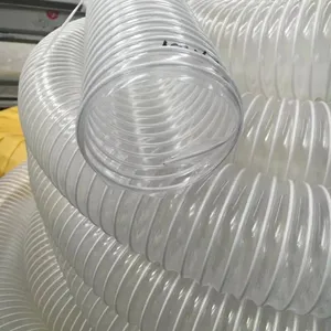 Selang saluran PVC bening transparan bergelombang fleksibel untuk ekstraksi debu