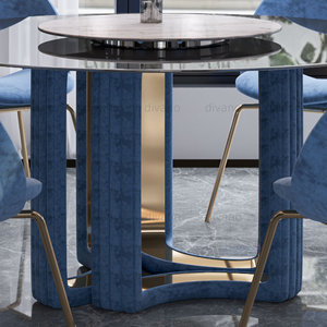Ensemble de salle à manger en marbre rond, meubles italiens de luxe, table et 6 chaises en marbre, mobilier de salle à manger DT-VS-TABLE-KYLO - Product Image 4
