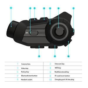 Casque Bluetooth mains libres, plus sûr, casque de moto pour 6 motocyclistes avec caméra à objectif <span class=keywords><strong>Sony</strong></span> 2K et batterie haute capacité - Product Image 3