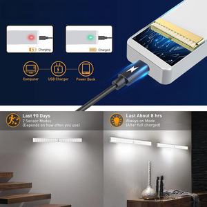 <b>LED</b> Under Cabinet <b>Light</b> Human <b>Motion</b> <b>Sensor</b> Rechargeable Dimmable Magnetic Design Counter Lamp for Kitchen Wardrobe Cupboard - Product Image 2