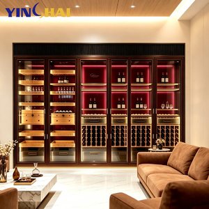 Cantinetta Vino Moderna Personalizzata in Legno Massello e Acciaio Inossidabile con Temperatura Costante e Display LED per Soggiorno di Villa - Product Image 1