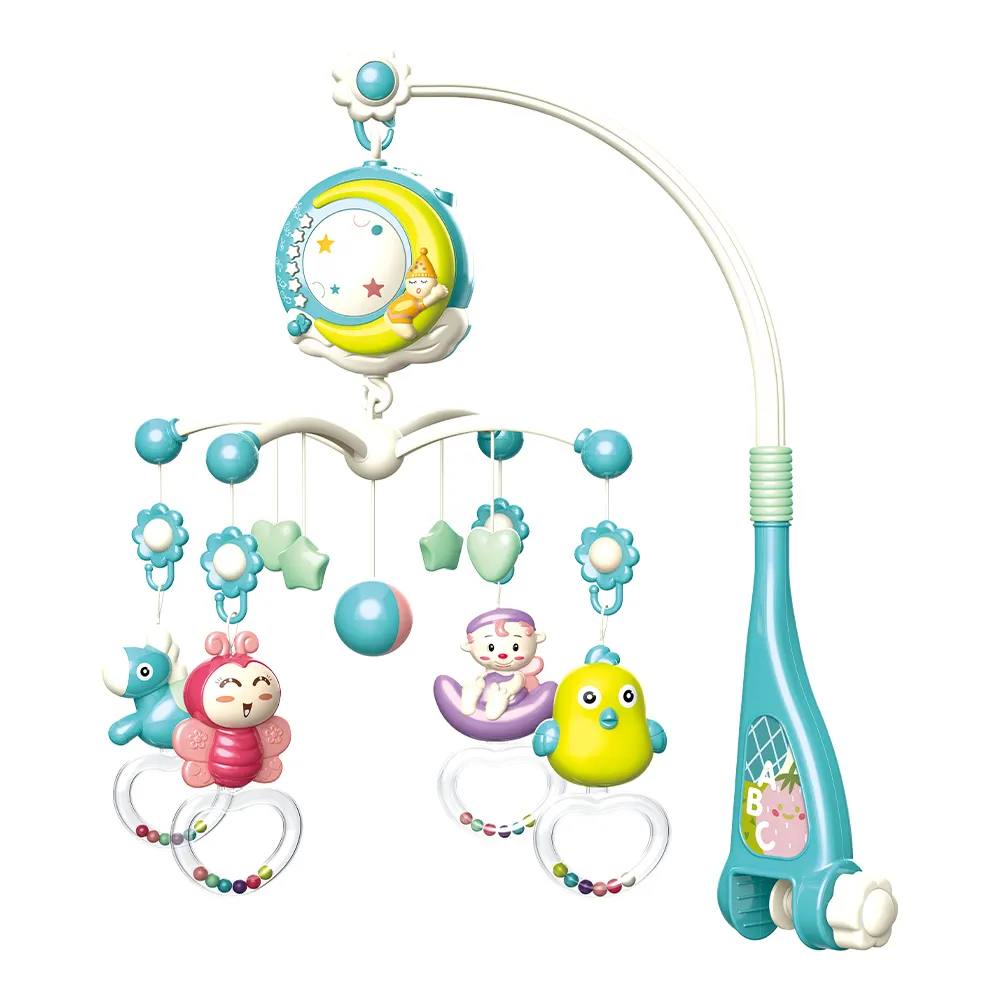 Baby Mobiles Kids Plastic Animals Bed Bell Baby Crib Musical Mobile Rattle Holder Hanging Adjustable Toys Set With Light And Music