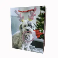 מכירה לוהטת קרפט שקית נייר מותאם אישית עם נצנצים חג המולד נייר תיק חג המולד נייר תיק כלב עיצוב