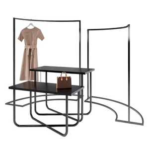 Negozio di abbigliamento in metallo di moda personalizzato che si adatta al negozio al dettaglio di abbigliamento per uomo espositore per vestiti neri - Product Image 1