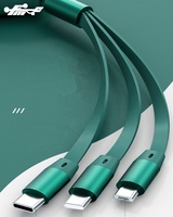 Kabel Pengisi Daya Usb 3 In 1, Kabel Data untuk Iphone IOS/Tipe-c/Android Bisa Ditarik