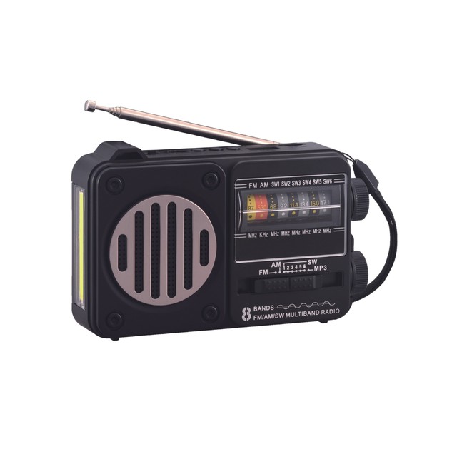 Portable Multi Band FM AM SW Radio with LED Flashlight BT 5.0 MP3 Playback and USB TF Card Slot for Emergency and Outdoor Use