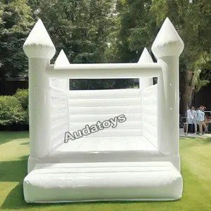 Custom size white bounce house 8ft 10ft 13ft 14ft inflatable small white bouncy house wedding with blower