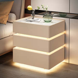 Ensembles <span class=keywords><strong>de</strong></span> meubles <span class=keywords><strong>de</strong></span> chambre à coucher modernes <span class=keywords><strong>Table</strong></span> <span class=keywords><strong>de</strong></span> chevet noire intelligente avec lumière ambiante RVB et chargeur sans fil pour la décoration <span class=keywords><strong>de</strong></span> maison <span class=keywords><strong>de</strong></span> luxe. - Product Image 6