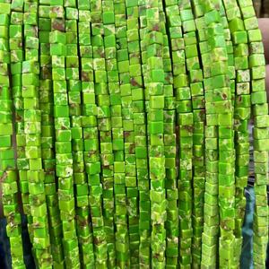 4*4มมหินธรรมชาติคริสตัลหยกควอตซ์สีฟ้าครามลูกปัดลูกบาศก์สี่เหลี่ยม DIY สร้อยข้อมือสร้อยคอเครื่องประดับเสื้อผ้า - Product Image 4