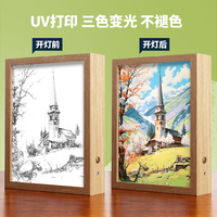 RVB contrôle LED bandes ombre boîte à lumière 3 couleurs veilleuse Art peinture bois cadre affiche Anime personnage acrylique cadre Photo