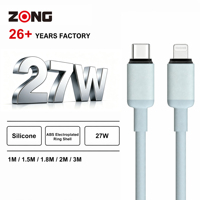 Câble USB C-L 27W PD, design en silicone, alliage d'aluminium, compatible avec ordinateur portable, moniteur, téléphone portable