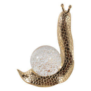 Scultura decorativa a forma di lumaca con sfera di vetro, statua moderna per l'arredamento di casa, ufficio e soggiorno - Product Image 4