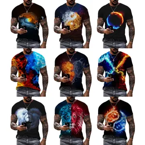 Yin Yang Fire Animals 3D Printed Shirt for Men Digital Printing Shirt for Men's Custom Unisex Over Print OEM and ODM T-shirts