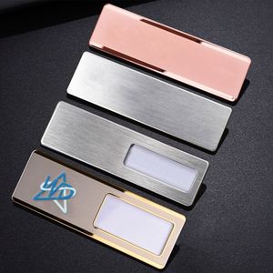 Wholesale Custom Gold Silver Brushed Stainless Steel <b>Tag</b> Laser Engraving Nameplate Magnetic Metal <b>Name</b> Badge - Product Image 1